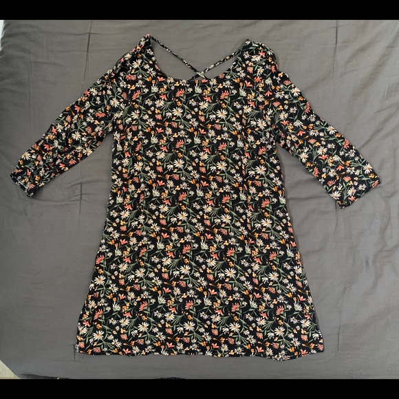 Cross-back Flower Print Dress - Picture 1 of 3